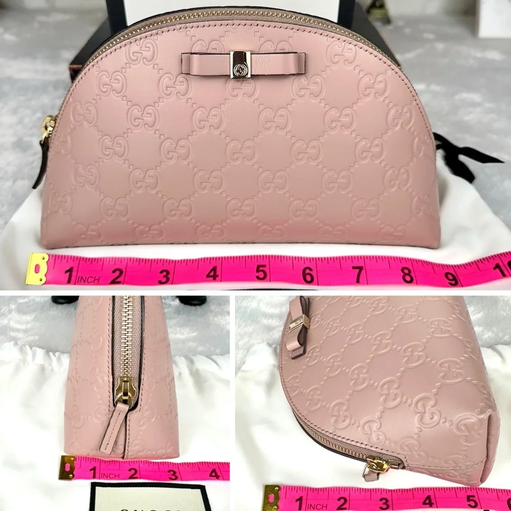 Gucci GG Pink Stamped leather GM, Large size cosmetic pouch or crossbody CUTE! - Picture 15 of 16